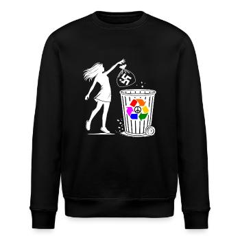 FCK NZS - Gegen Rechts - halte deine umwelt sauber - Stanley/Stella Unisex Bio-Sweatshirt ROLLER - Schwarz - Vorne - Nik (191cm)