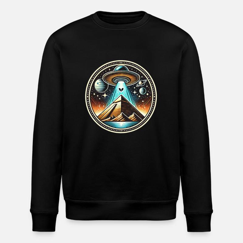 Ufo Alien Pyramids Logo - Stanley/Stella ROLLER Unisex Organic Sweatshirt - black
