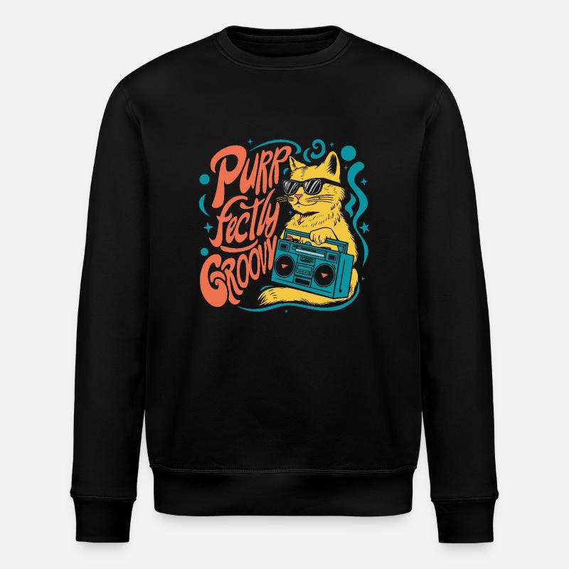 Schnurrend groovig - Stanley/Stella Unisex Bio-Sweatshirt ROLLER - Schwarz