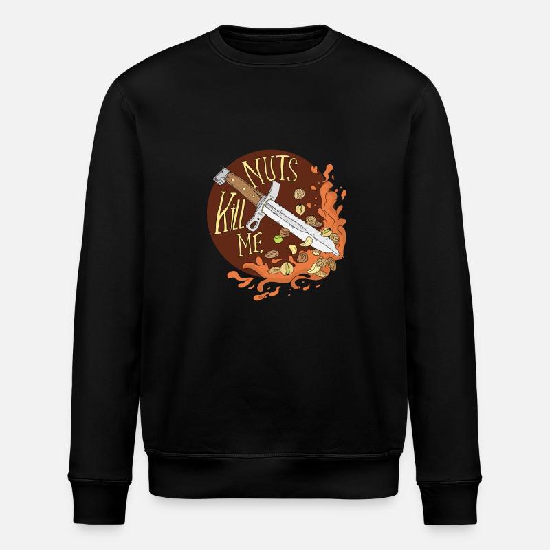 nuts kill me, allergy - Stanley/Stella ROLLER Unisex Organic Sweatshirt - black