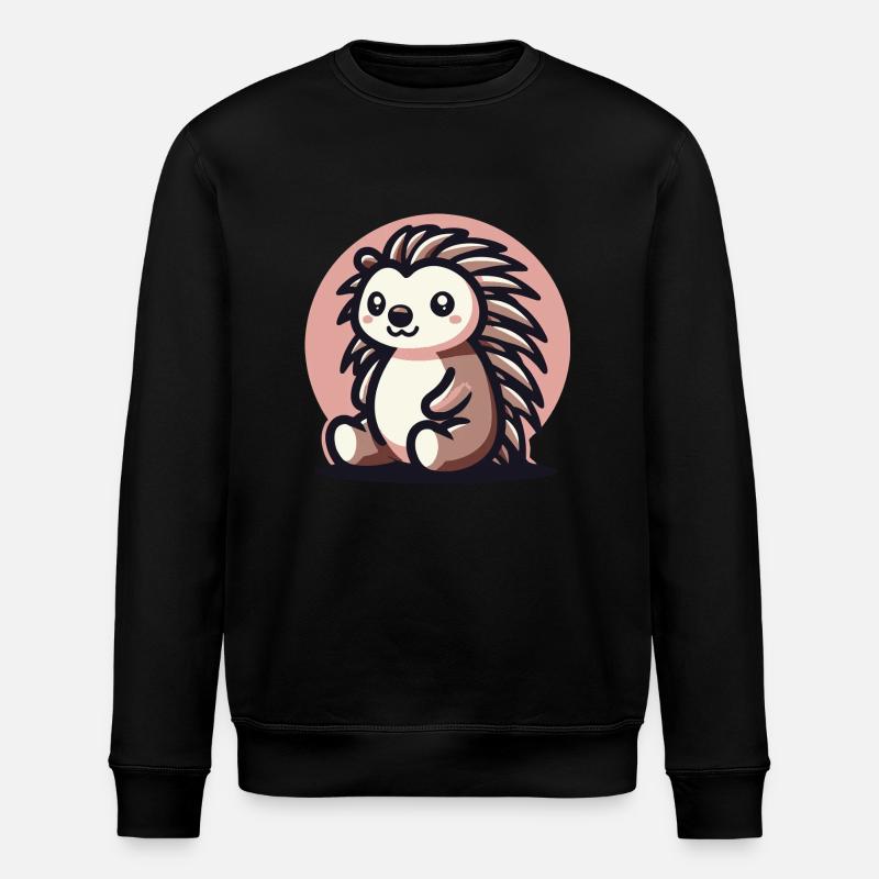 Igel rosa Hintergrund - Stanley/Stella Unisex Bio-Sweatshirt ROLLER - Schwarz
