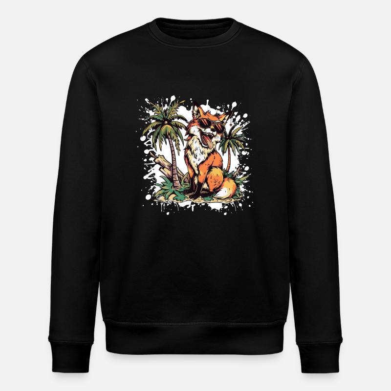 Fox Island Palm Tree - Stanley/Stella ROLLER Unisex Organic Sweatshirt - black