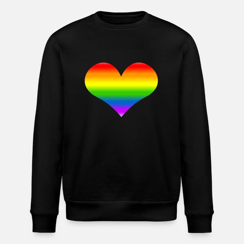Rainbow Heart Rainbow - Stanley/Stella ROLLER Unisex Organic Sweatshirt - black