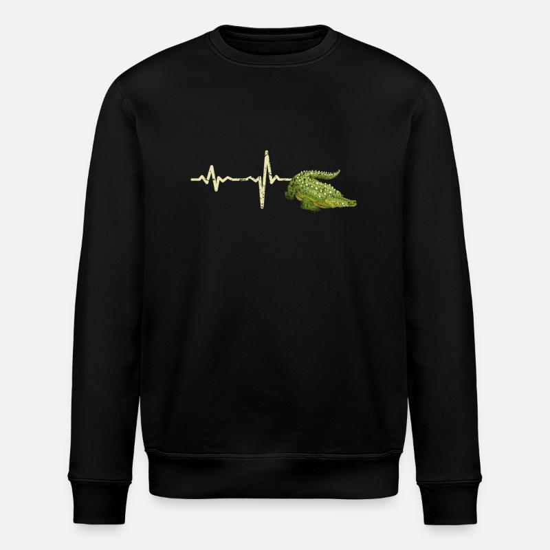 Gift heartbeat crocodile - Stanley/Stella ROLLER Unisex Organic Sweatshirt - black