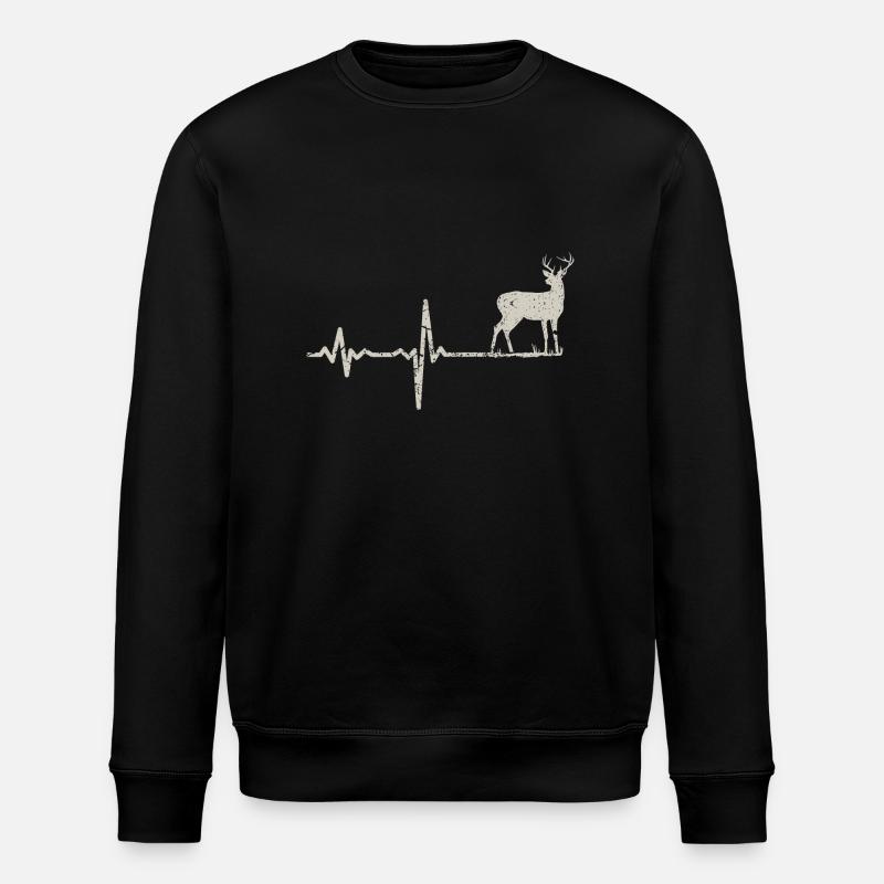 Gift heartbeat deer - Stanley/Stella ROLLER Unisex Organic Sweatshirt - black