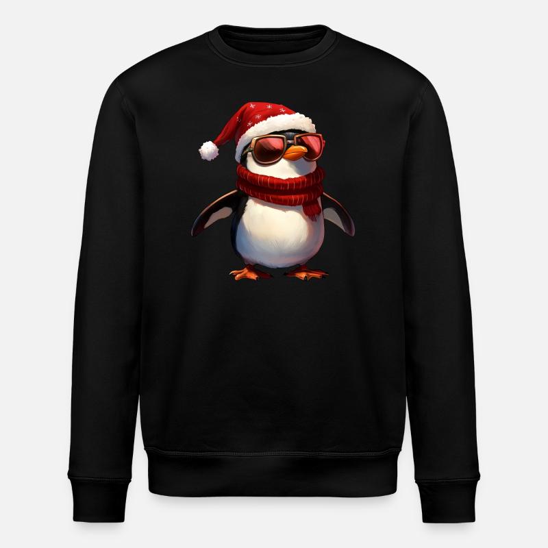 Pingouins Noël / Santa Penguin - Sweat bio ROLLER Stanley/Stella Unisexe - noir