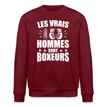Les Vrais Hommes Sont Boxeurs Humour Boxe - Sweat bio ROLLER Stanley/Stella Unisexe - bordeaux - Devant - Nik (191cm)