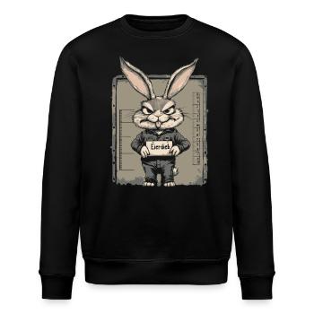 Hase Eierdieb Osterhase Mugshot Polizeifoto Ostern - Stanley/Stella Unisex Bio-Sweatshirt ROLLER - Schwarz - Vorne - Nik (191cm)