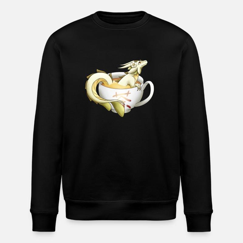 White Tea Dragon - Stanley/Stella ROLLER Unisex Organic Sweatshirt - black