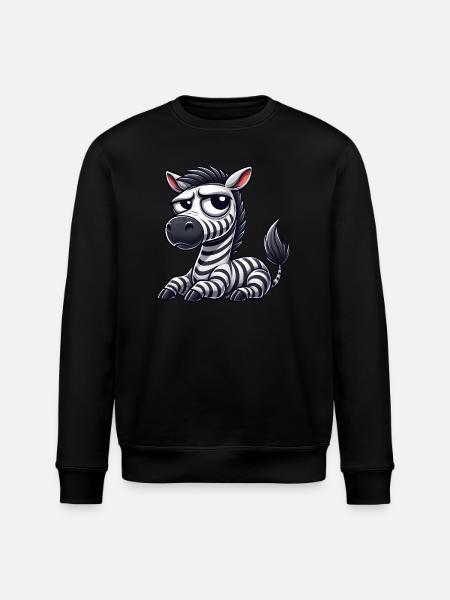 Zebra Cartoon Funny Bull Comic - Stanley/Stella ROLLER Unisex Organic Sweatshirt - black