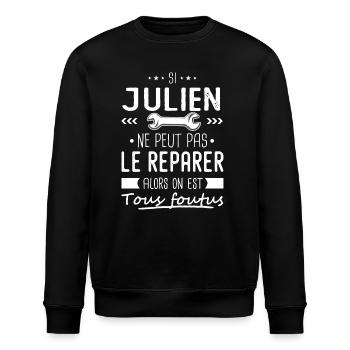 Julien ne peut pas le réparer cadeau julien - Sweat bio ROLLER Stanley/Stella Unisexe - noir - Devant - Nik (191cm)