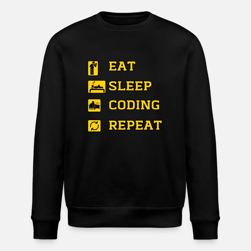 Eat Coding Repeat - Stanley/Stella ROLLER Unisex Organic Sweatshirt - black