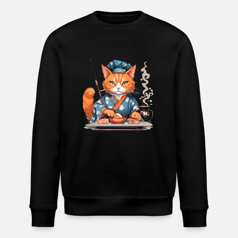 Sushi Katze - Stanley/Stella Unisex Bio-Sweatshirt ROLLER - Schwarz