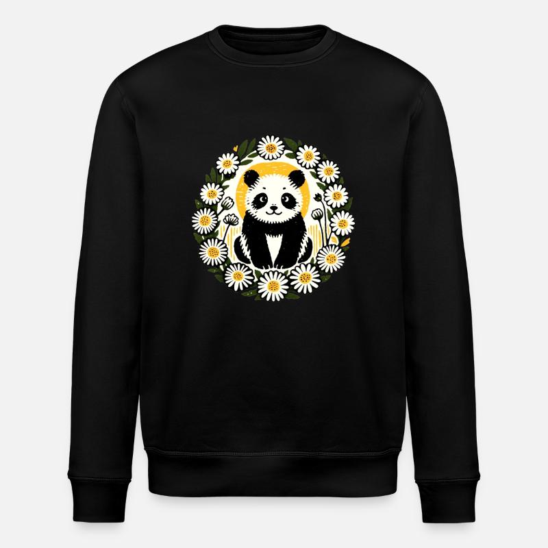 Großer Panda - Stanley/Stella Unisex Bio-Sweatshirt ROLLER - Schwarz