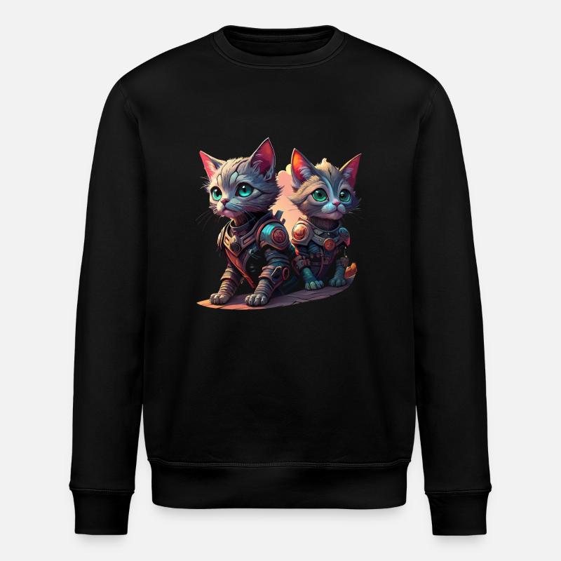 Cyborg-Katzen - Stanley/Stella Unisex Bio-Sweatshirt ROLLER - Schwarz