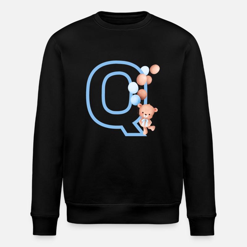 Lettre q bleue ours - Sweat bio ROLLER Stanley/Stella Unisexe - noir