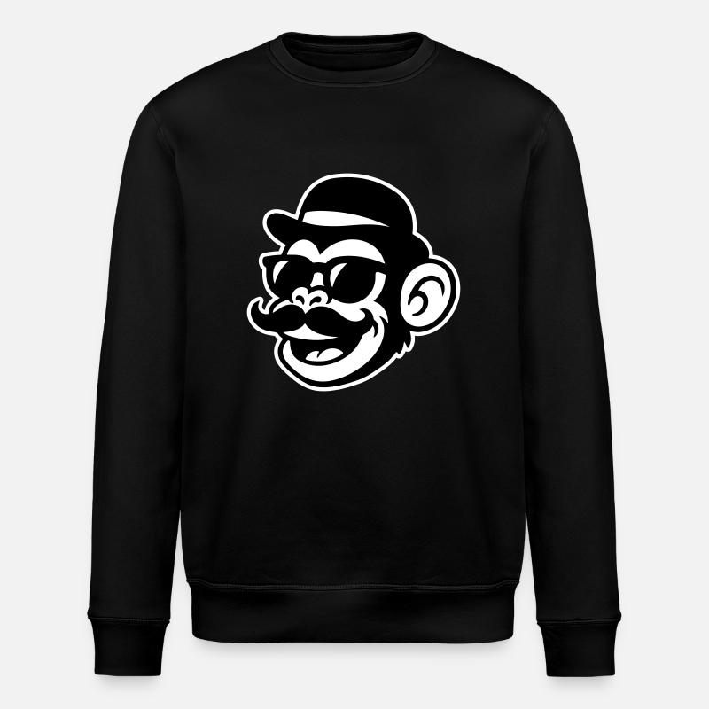 Affe Sir Mustache - Stanley/Stella Unisex Bio-Sweatshirt ROLLER - Schwarz