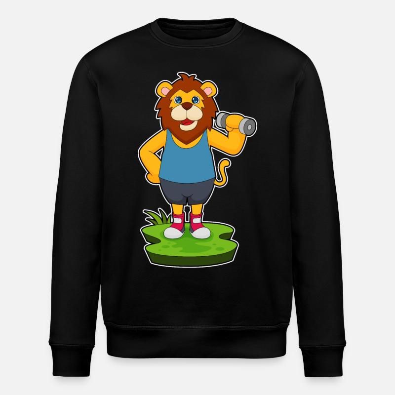 Lion Bodybuilder Dumbbell - Stanley/Stella ROLLER Unisex Organic Sweatshirt - black