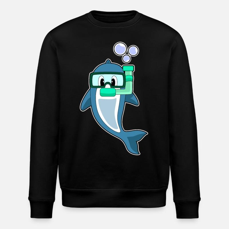 Dolphin Diver Snorkel - Stanley/Stella ROLLER Unisex Organic Sweatshirt - black