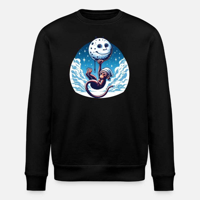 Monkey Moon Funny Animals - Stanley/Stella ROLLER Unisex Organic Sweatshirt - black