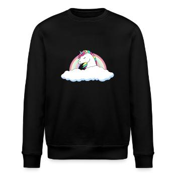 Einhorn über den Wolken - Stanley/Stella Unisex Bio-Sweatshirt ROLLER - Schwarz - Vorne - Nik (191cm)