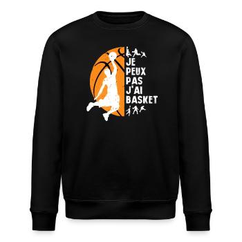 Je Peux Pas J ai Basket - Sweat bio ROLLER Stanley/Stella Unisexe - noir - Devant - Nik (191cm)