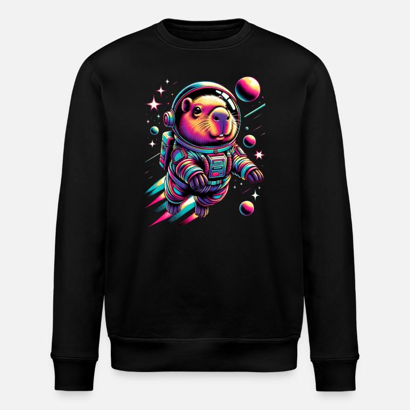 Capybaras Cute Capybara Astronaut - Stanley/Stella ROLLER Unisex Organic Sweatshirt - black
