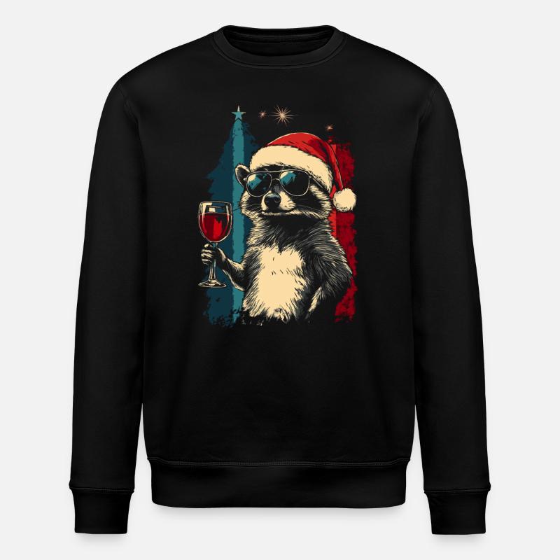 Vin de raton laveur Noël - Sweat bio ROLLER Stanley/Stella Unisexe - noir