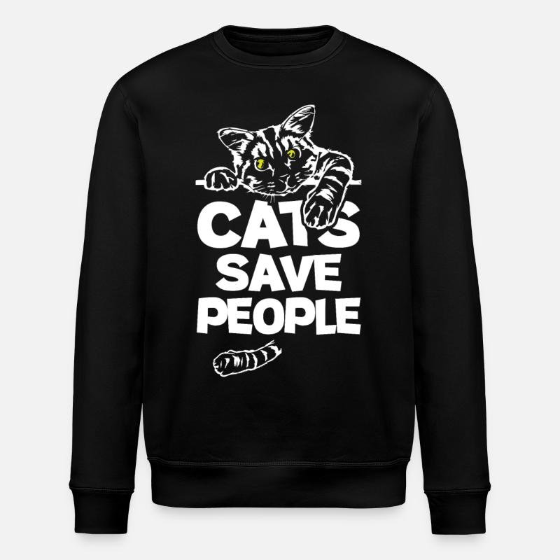 Cats Save People - Stanley/Stella Unisex Bio-Sweatshirt ROLLER - Schwarz