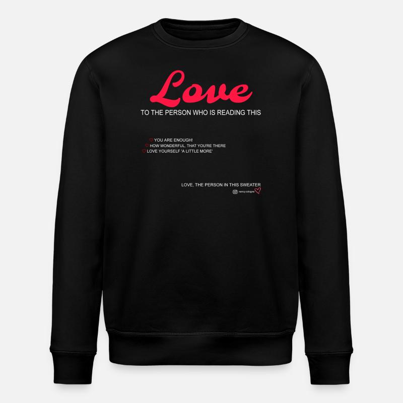 Inscription LOVE blanche - Sweat bio ROLLER Stanley/Stella Unisexe - noir