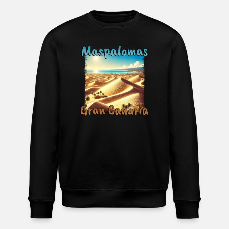 Maspalomas Dunes Beach Sunset Grunge - Stanley/Stella ROLLER Unisex Organic Sweatshirt - black