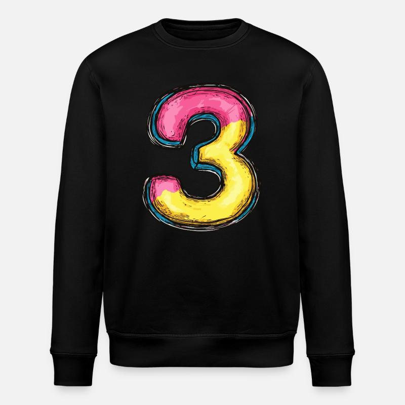 3 Zahl symbol - Stanley/Stella Unisex Bio-Sweatshirt ROLLER - Schwarz