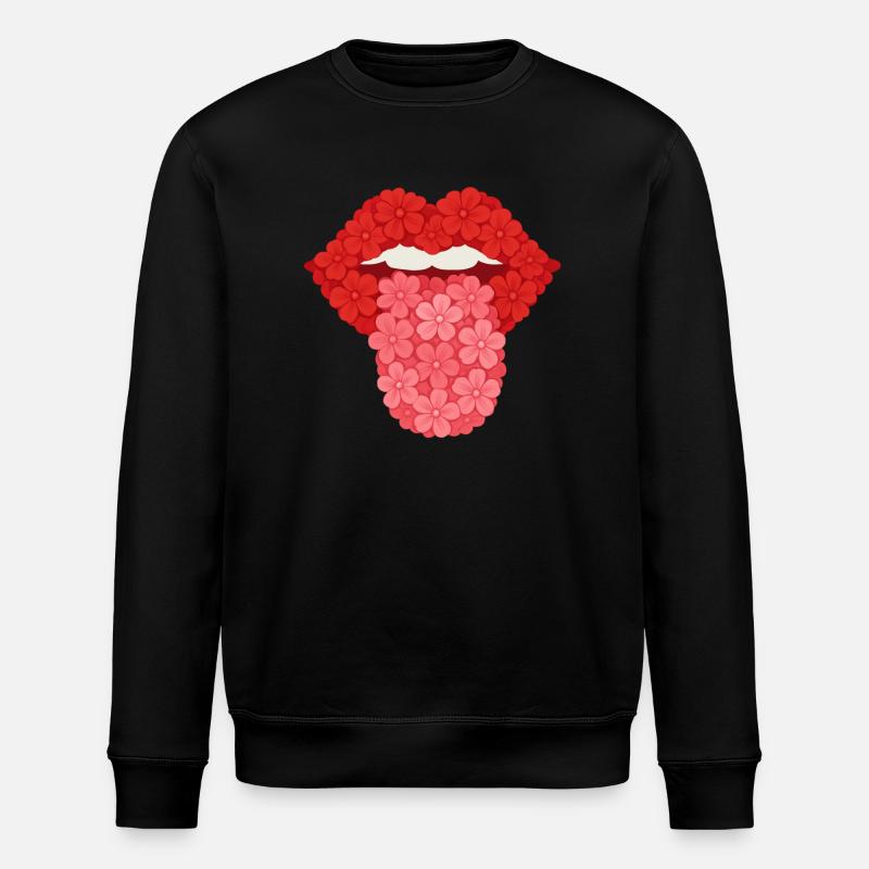 Blumige Lippen - Stanley/Stella Unisex Bio-Sweatshirt ROLLER - Schwarz