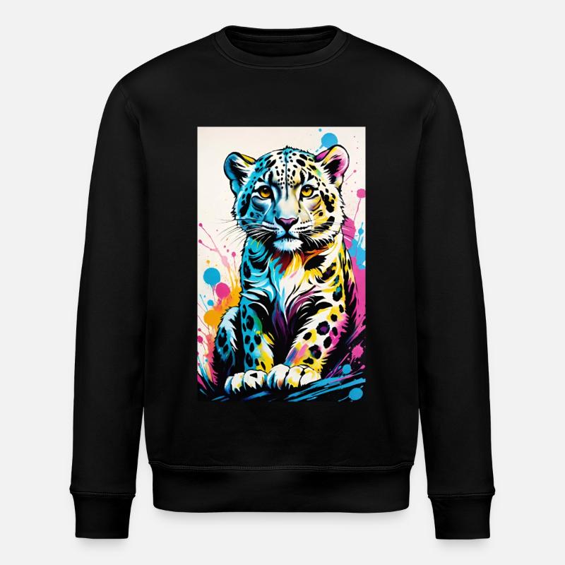 Schneeleopard | Leopard | Raubtier - Stanley/Stella Unisex Bio-Sweatshirt ROLLER - Schwarz