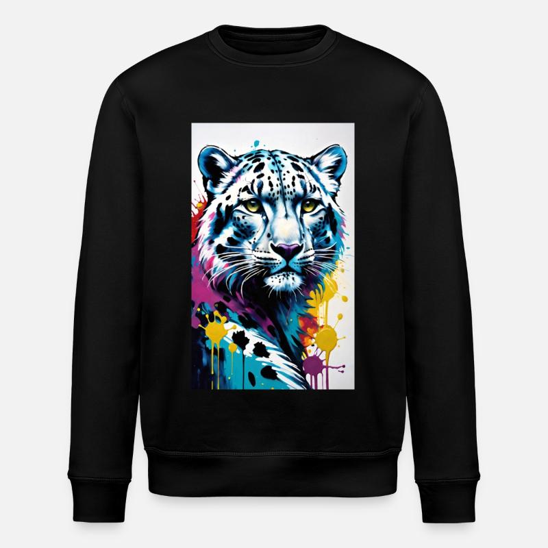 Schneeleopard | Leopard | Raubtier - Stanley/Stella Unisex Bio-Sweatshirt ROLLER - Schwarz
