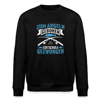 Zum Angeln Geboren Zur Schule Gezwungen - Stanley/Stella Unisex Bio-Sweatshirt ROLLER - Schwarz - Vorne - Nik (191cm)