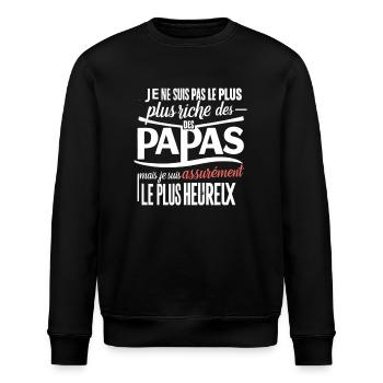 ICH BIN NICHT DER REICHSTE ALLER VÄTER - Stanley/Stella Unisex Bio-Sweatshirt ROLLER - Schwarz - Vorne - Nik (191cm)