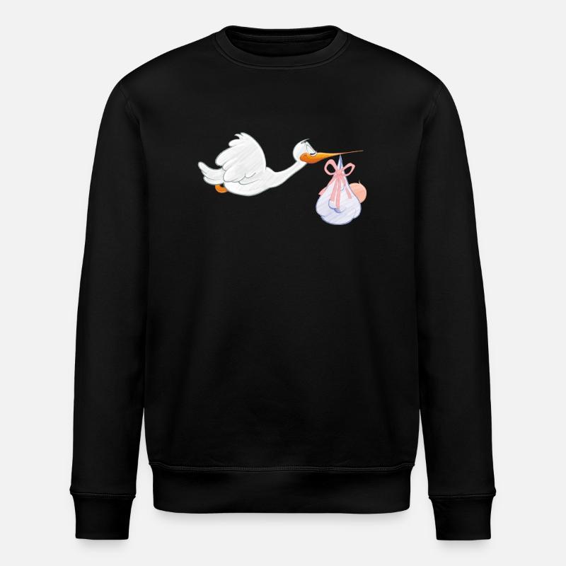 Cigogne avec bébé - Sweat bio ROLLER Stanley/Stella Unisexe - noir