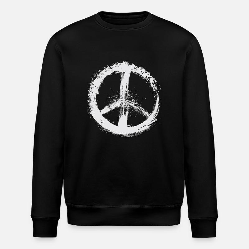 Peace symbol white - Stanley/Stella ROLLER Unisex Organic Sweatshirt - black