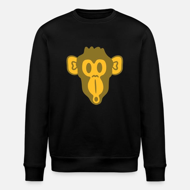 Startled curious funny monkey - Stanley/Stella ROLLER Unisex Organic Sweatshirt - black