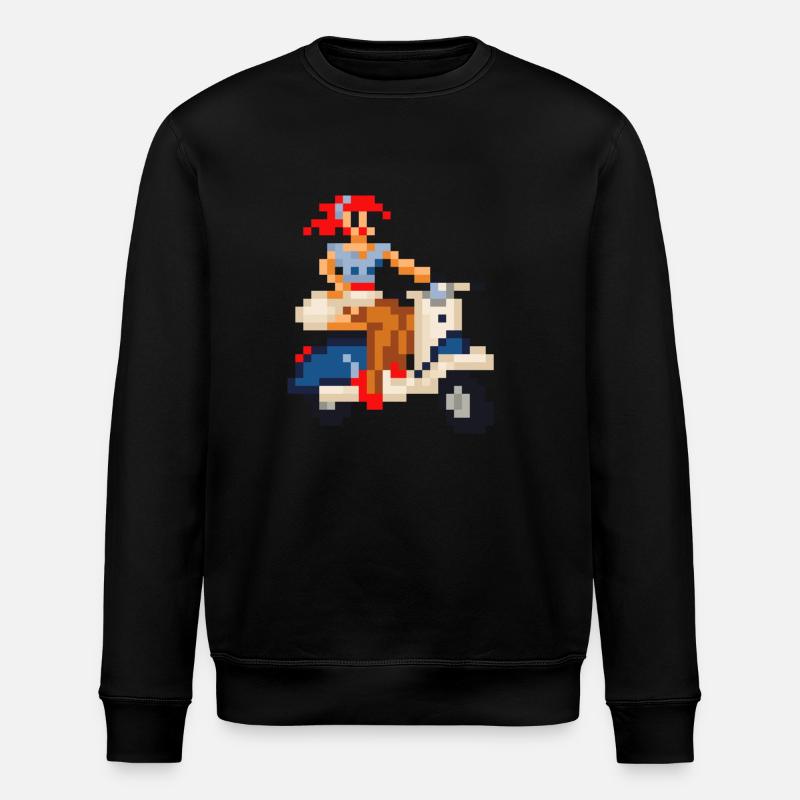 pixel pinup: scooter - Stanley/Stella Unisex Bio-Sweatshirt ROLLER - Schwarz