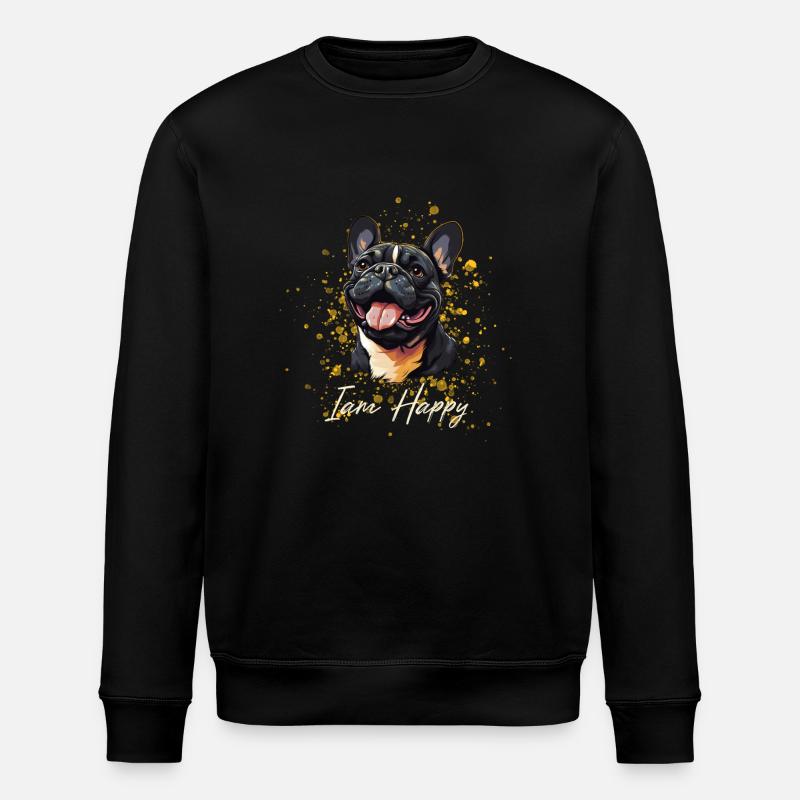 Le bouledogue français est joyeux - Sweat bio ROLLER Stanley/Stella Unisexe - noir