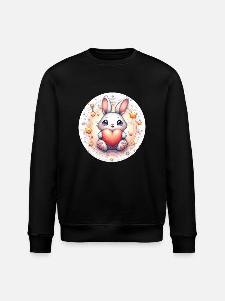 Rabbit with heart - Stanley/Stella ROLLER Unisex Organic Sweatshirt - black