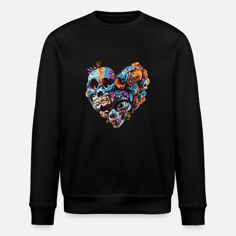 Herz-Schädel - Stanley/Stella Unisex Bio-Sweatshirt ROLLER - Schwarz