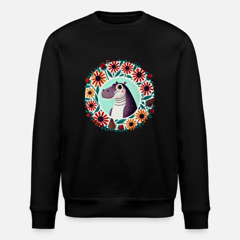 Retro Nilpferd - Stanley/Stella Unisex Bio-Sweatshirt ROLLER - Schwarz