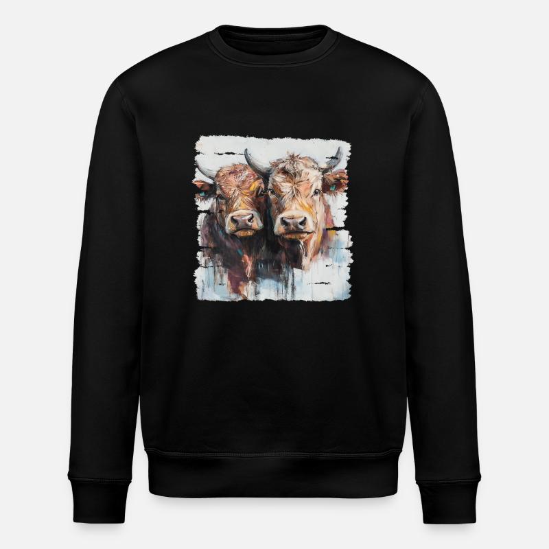 Zwei Jungbullen oder zwei Kühe? - Stanley/Stella Unisex Bio-Sweatshirt ROLLER - Schwarz