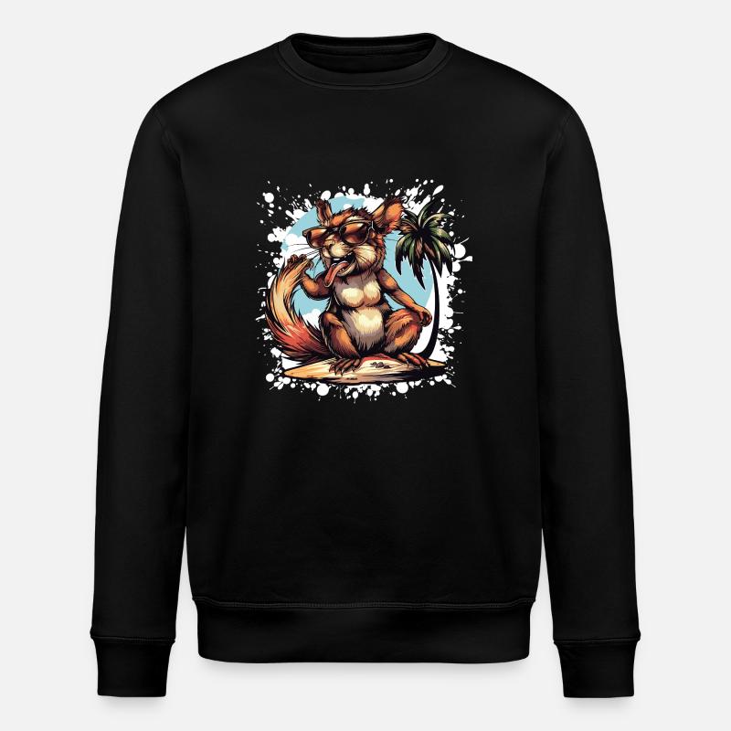 Squirrel Island Palm - Stanley/Stella ROLLER Unisex Organic Sweatshirt - black