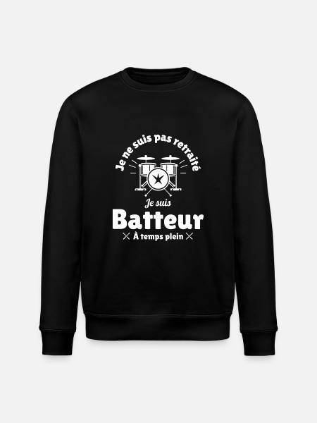 Retraité batteur passionné - Sweat bio ROLLER Stanley/Stella Unisexe - noir