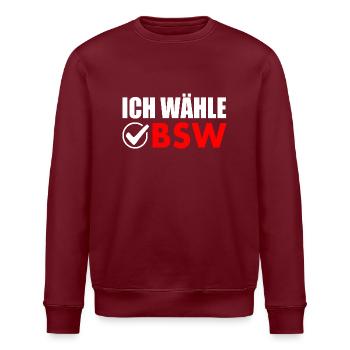 ich wähle bsw - Stanley/Stella Unisex Bio-Sweatshirt ROLLER - Burgunderrot - Vorne - Nik (191cm)