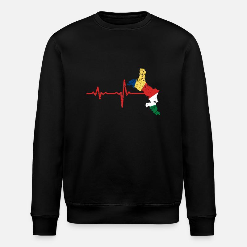 Heartbeat Seychelles gift - Stanley/Stella ROLLER Unisex Organic Sweatshirt - black